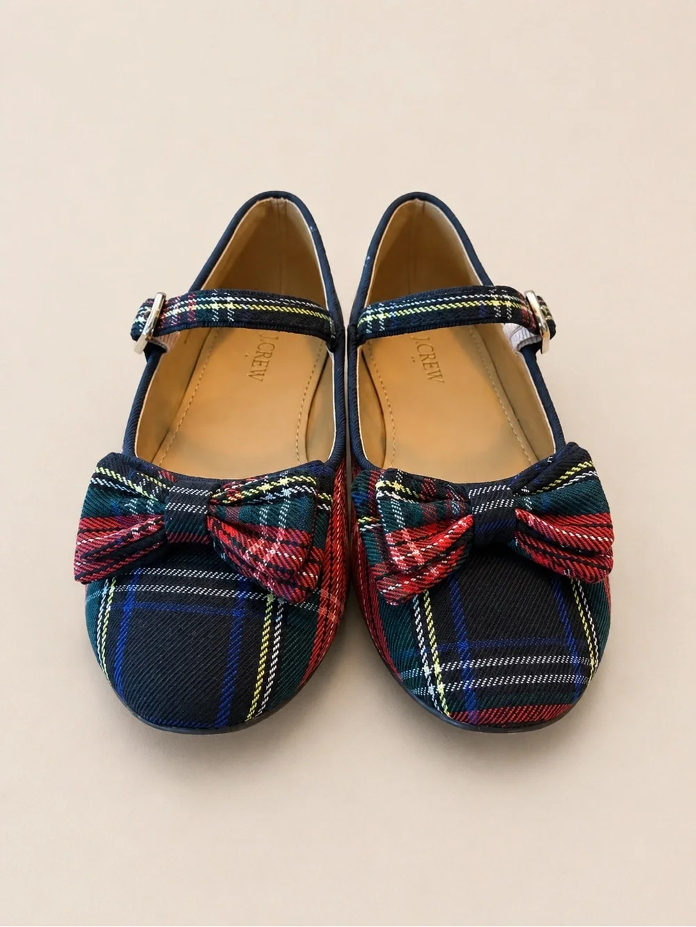 J.Crew Kids K1 Tartan Plaid Mary Jane Flats Bow Holiday Dress Shoes